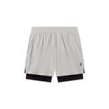 flatlay Aerotex Bonded 7" Liner Short in slate grey and black, front view
