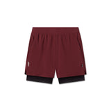 flatlay Aerotex Bonded 7" Liner Short in crimson and black, front view