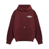 flatlay Tech-Terry Hoodie in crimson, front view