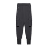 flatlay Tech-Terry Cargo High Rib Jogger in Dusk Black, front view