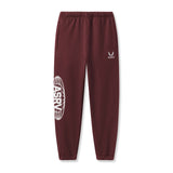 flatlay Tech-Terry Oversized Sweats joggers in crimson with ASRV logo, front view