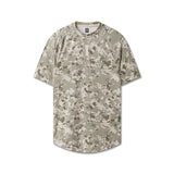 flatlay AeroSilver Established Tee in digital camo Blade pattern, front view