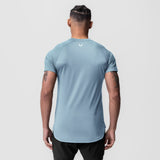 AeroSilver Established Tee in Light Sky, back view on model