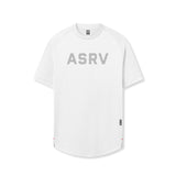 flatlay AeroSilver Established Tee in white with reflective ASRV logo, front view
