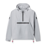 Flatlay of Weather-Ready Anorak Jacket in slate grey with black zipper and pocket details