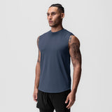 AeroSilver® Cutoff Tank in Navy, worn by male model, front view
