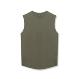 flatlay AeroSilver Cutoff Tank in olive, front view
