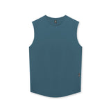 flatlay AeroSilver Cutoff Tank in storm blue, front view