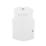flatlay AeroSilver Cutoff Tank in white with ASRV logo, front view