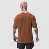 Supima® Mesh Panel Oversized Tee in rust, back view on model