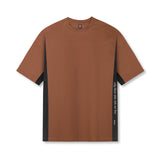 flatlay Supima® Mesh Panel Oversized Tee in rust with black side panels, front view