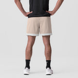 SilverPlus™ Mesh Reversible Short in beige/white, back view on model