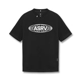 flatlay ASRV Tech Essential Relaxed Tee in black with Global logo graphic, front view