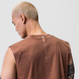 Tech Essential Relaxed Cutoff in Faded Rust, worn by model shown from back