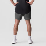 Tetra-Lite 7" Linerless Short in Space Grey, front view on model