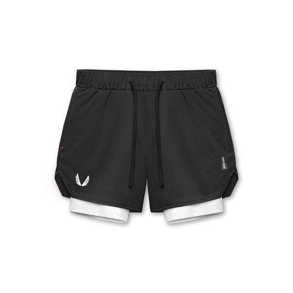 0828. AeroSilver® 5" Liner Short - Black "Wings"/White