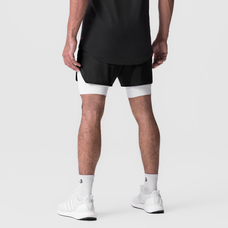 0828. AeroSilver® 5" Liner Short - Black "Wings"/White