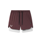 Flatlay of Silver-Lite 5" Liner Shorts in Plum with white underlay, front view