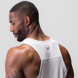 White 0834 3D-Lite 2.0 Training Singlet worn by model, side profile view