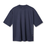 Flatlay of 3D-Lite 2.0 3/4-sleeve oversized tee in navy with OTWR text graphic, front view