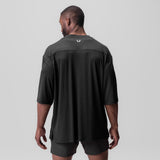 Black 3D-Lite 2.0 3/4-sleeve oversized tee worn by model, back view