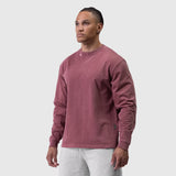 Tech Essential Relaxed Long Sleeve in faded crimson, worn by model in three-quarter view