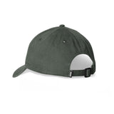 Distressed Patch Logo Hat in olive, back view showing adjustable strap