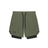 Flatlay of Tetra-Lite® 7" Liner Short in olive green and black, front view