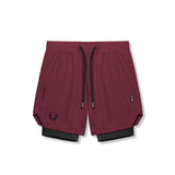 flatlay Tetra-Lite 7" Liner Short in Crimson and Black, front view