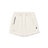 Flatlay of Tech-Terry Sidelock Sweat Shorts in ivory cream, top view