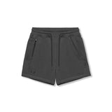 Flatlay of Tech-Terry Sidelock Sweat Short in space grey, front view
