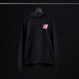 Flatlay Tech-Terry™ Zip Pocket Hoodie in black with glowing logo, front view