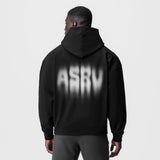 Tech-Terry Zip Pocket Hoodie in Black Motion Blur, back view on model