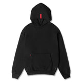 Flatlay Tech-Terry Zip Pocket Hoodie in black, front view