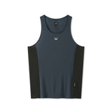 flatlay Laser-Vent Singlet Tank in navy and black, front view