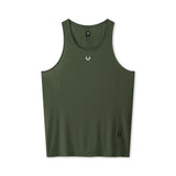 flatlay Laser-Vent Singlet Tank in olive, front view