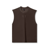 flatlay Towel Terry Cutoff sleeveless tank in dark earth, front view
