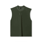 Flatlay of Towel Terry Cutoff sleeveless vest in olive, front view
