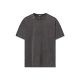 flatlay distressed relaxed tee in charcoal gray, front view