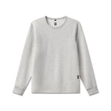flatlay of waffle knit longsleeve in heather grey, front view
