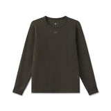 Flatlay of waffle knit longsleeve in olive, front view