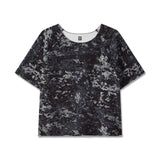 flatlay Vintage Raw Hem Pump Cover in black pixel camo, front view
