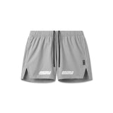 flatlay Aerotex Distance Shorts in slate grey with white ASRV logo, front view