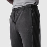 Black Tech-Terry Mesh Panel Sweats worn by model, side view detail of pocket and drawstring