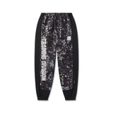 flatlay Tech-Terry Mesh Panel Sweats in black pixel camo, front view