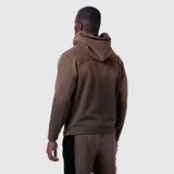 Tech-Terry Training Hoodie in dark earth, back view on model