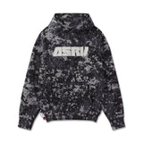 flatlay ASRK Tech-Terry Training Hoodie in black pixel camo, front view