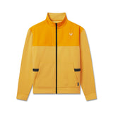 flatlay Dri-Core Sidelock Full Zip jacket in amber, front view