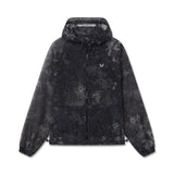 flatlay Weather-Ready Transparent Ripstop Shell Jacket in black pixel camo, front view