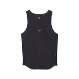 flatlay Aerotex™ Perforated Run Tank in black, front view